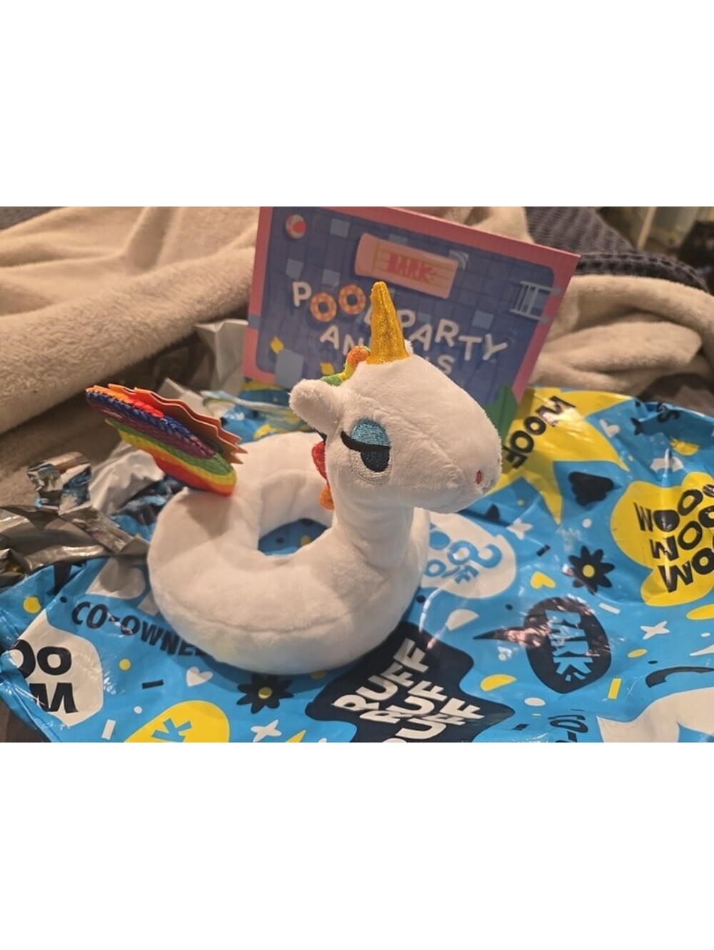 Bark Box Tina The Tubular Unicorn  Pool Float Plush Size Medium Dog Toy NWT